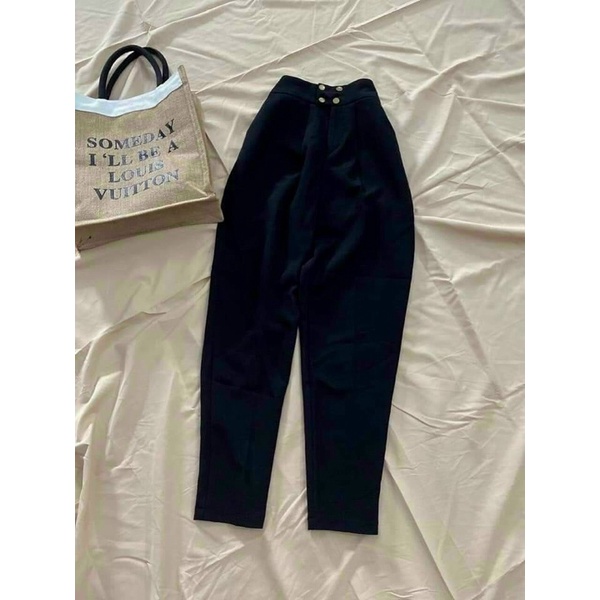 Set quần tây baggy nút phối áo sơmi nơ