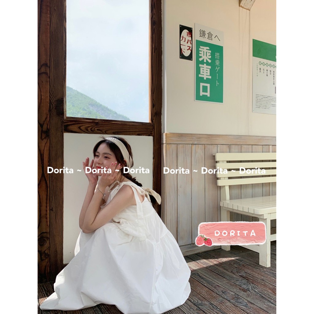 Váy babydoll hai dây buộc nơ vai, Đầm hai dây bản to dáng dài - Dorita Boutique | BigBuy360 - bigbuy360.vn