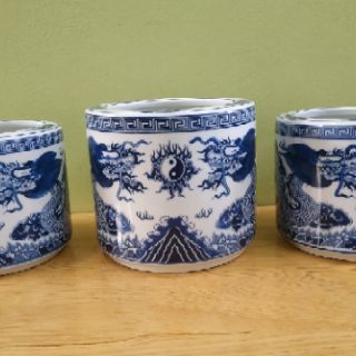 Bát Hương lam rồng trầu, bát nhang men xanh lam ( T.A)