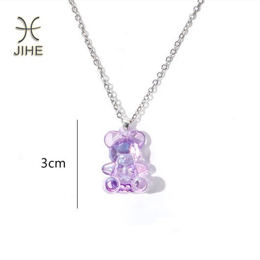 【JIHE】Vòng cổ Phối Mặt Hình Gấu Bằng Acrylic Dễ Thương