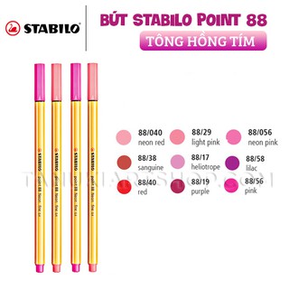 Bút kim Stabilo (tông đỏ hồng/tím).