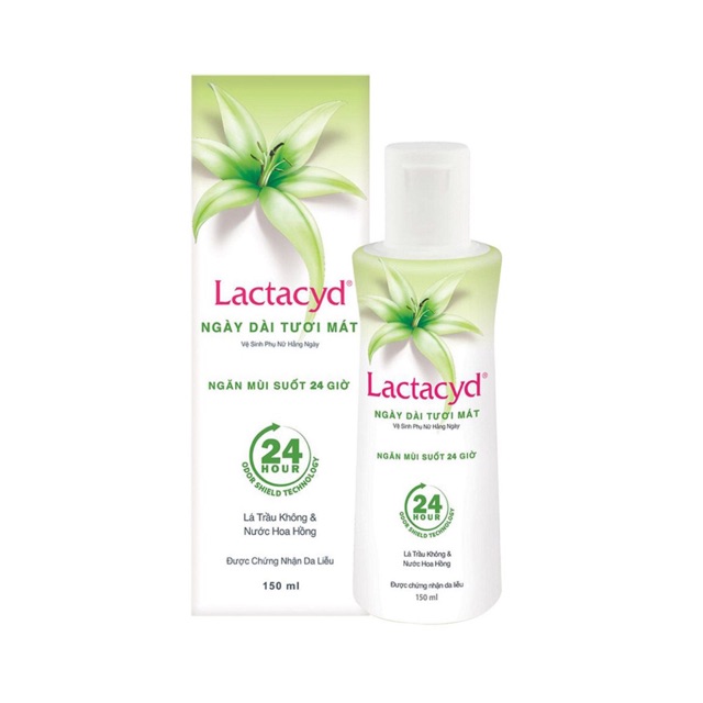 DUNG DỊCH VỆ SINH PHỤ NỮ LACTACYD NGÀY DÀI TƯƠI MÁT LÁ TRẦU KHÔNG 250ML - 150ML