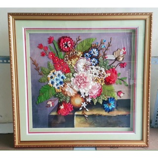 Tranh thêu ruy băng 55x55cm