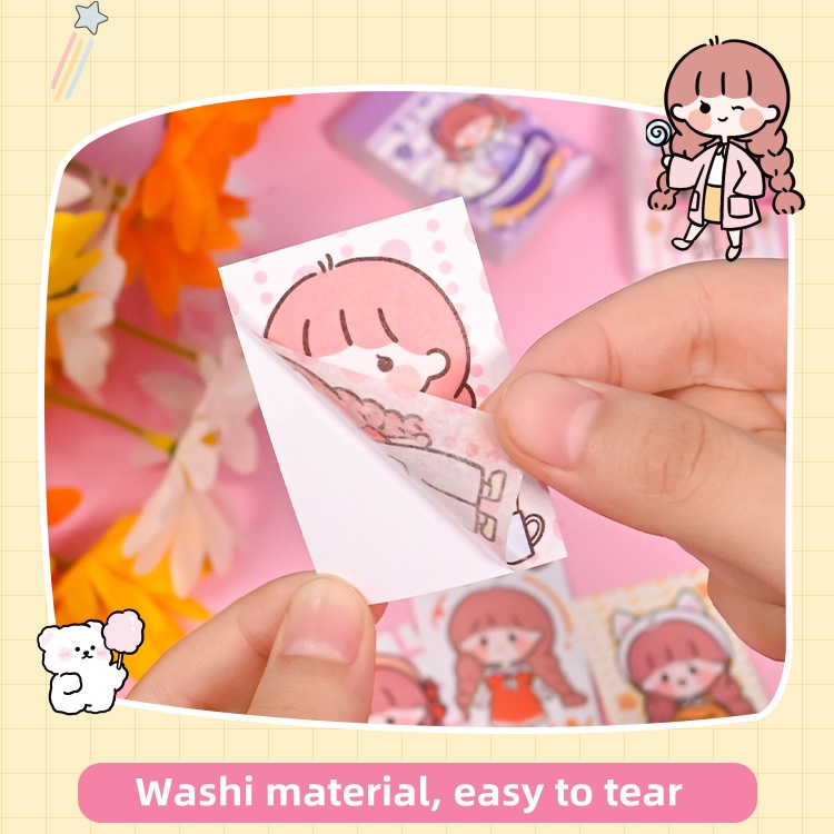Bộ 50 Tấm sticker Mini Họa Tiết Hoạt Hình Dễ Thương Để Trang Trí Cho Nhật Ký