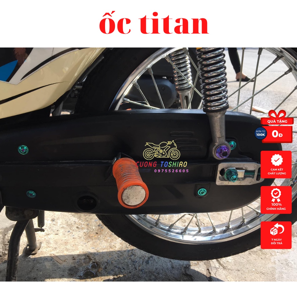 Ốc titan gr5 gắn hộp xích xe wave 50 100 110 2007 - 2022 hàng chính hãng không phai màu hàng chính hãng