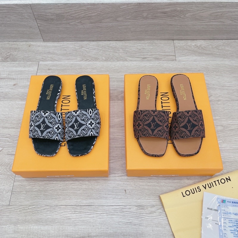 Dép lv quai ngang hoạ tiết fullbox