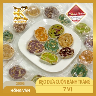 Kẹo dừa cuộn bánh tráng 7 vị HỒNG VÂN (Túi 200G)