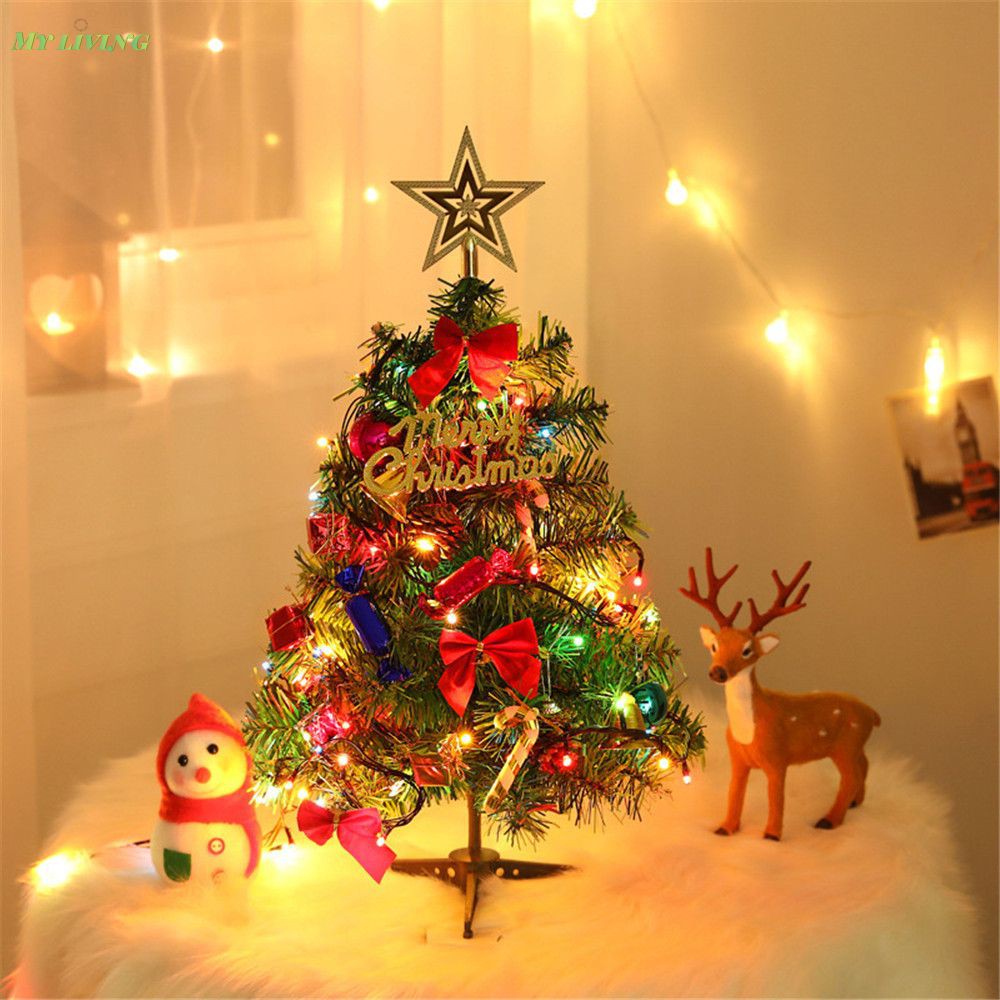 Cây Thông Giáng Sinh Mini 30cm Có Đèn Dùng Trang Trí Bàn Làm Việc, Trang Trí Giáng Sinh My