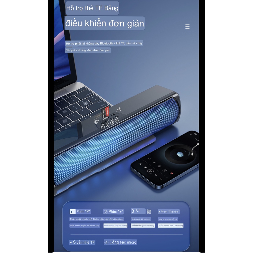 CHÍNH HÃNG Loa bluetooth REMAX cao cấp để bàn tích hợp đèn LED 11 hiệu ứng ánh sáng RB M8 ĐỂ BÀN