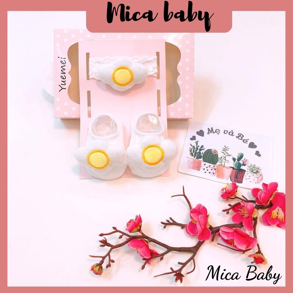 Set tất kèm băng đô hình thú cho bé từ 0-1 tuổi Mica baby