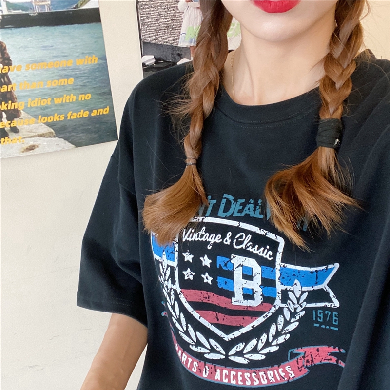 SUXI Áo Thun Nữ Ngắn Tay In Hình Phong Cách Hàn Quốc Năng Động