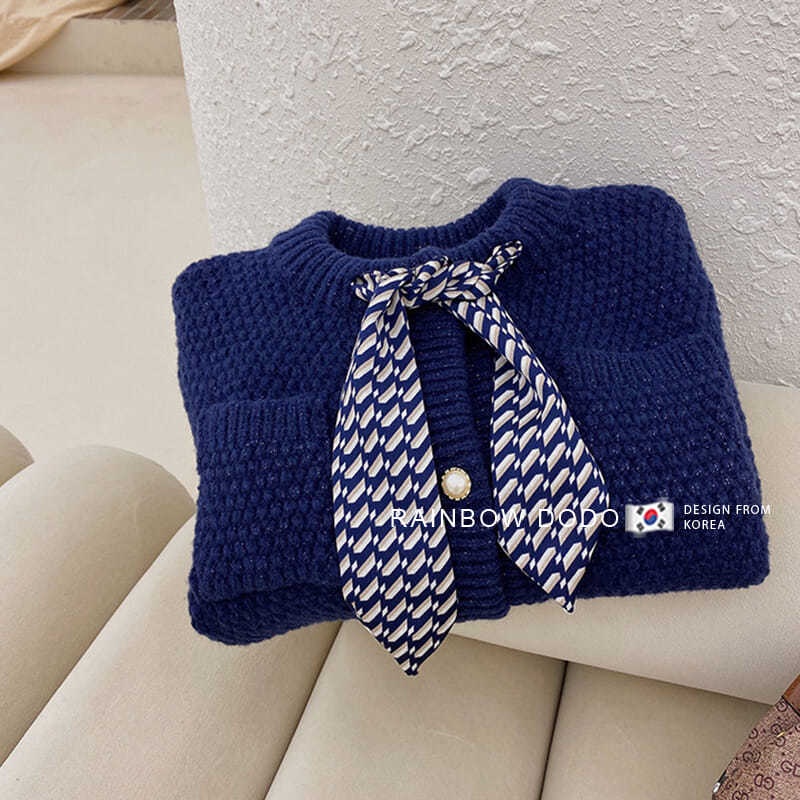 Áo khoác len cardigan dày cổ tròn phong cách phương Tây thời trang thu đông