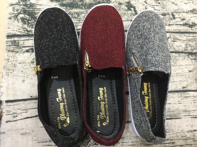 Giày lười muối tiêu dây kéo | BigBuy360 - bigbuy360.vn