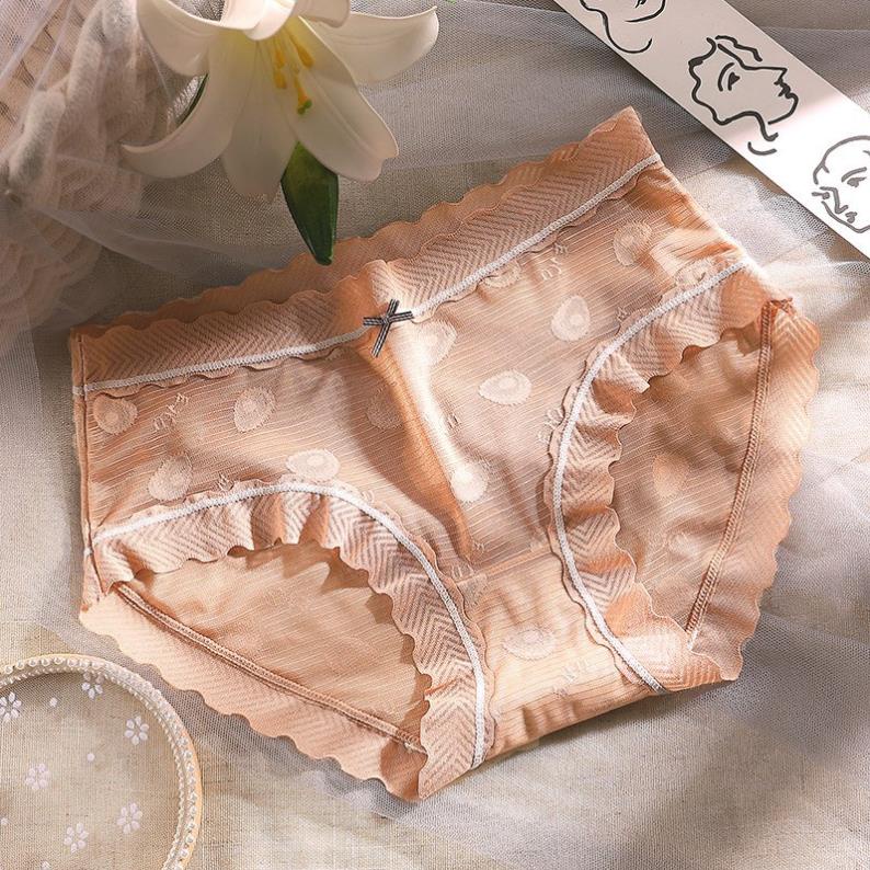 Quần Lót Nữ Su Ren Cao Cấp Phối Nơ Hoạ Tiết Trái Bơ Mềm Mại Sexy 626