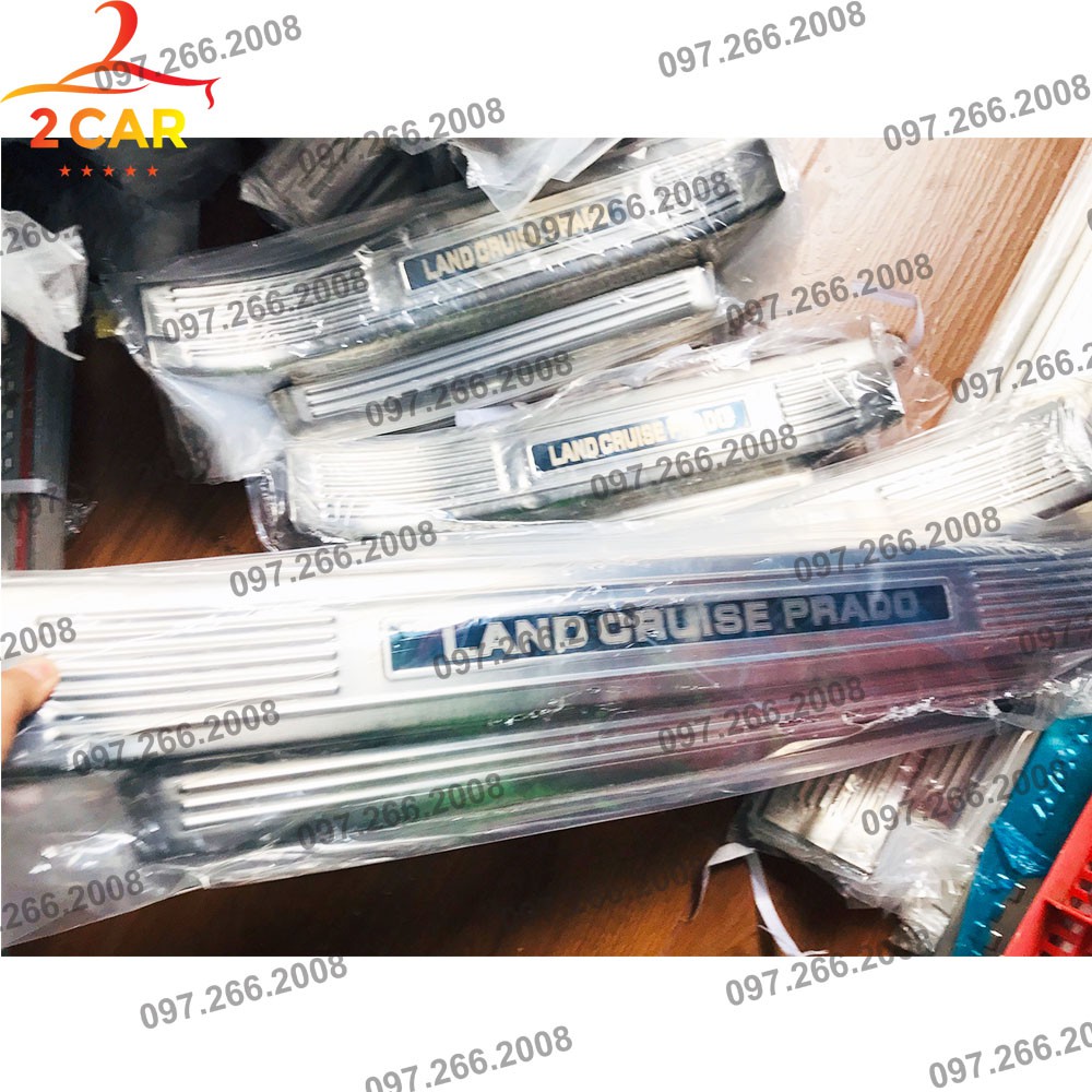 Ốp bậc cửa, Nẹp bước chân xe Toyota Land Cruiser Prado - Mẫu INOX