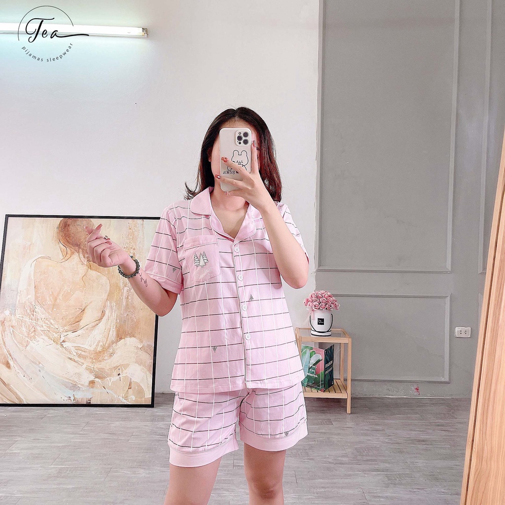Bộ Mặc Nhà Pyjama Chất Cotton Tea Store Họa Tiết Chú Thỏ Dễ Thương