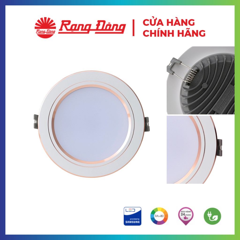 Đèn LED âm trần tròn 9W Rạng Đông, vỏ nhôm đúc , 2 màu , siêu sáng,Model: D AT10L ĐM 110/9W