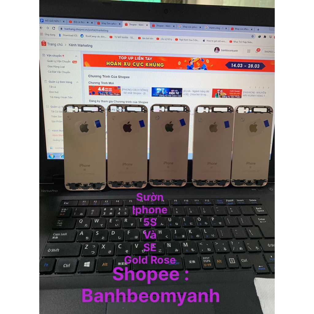 (Sale xả ) Vỏ sườn iphone 5S - iphone SE - Iphone 5G màu gold rose ( vàng hồng ) thay vào máy bao đẹp