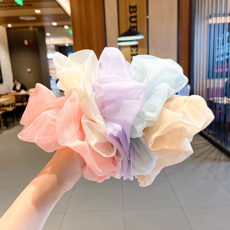 Dây buộc tóc  ❤️24 SALE❤️ scrunchies bằng vải cỡ lớn màu nhẹ nhàng ngọt ngào siêu đẹp