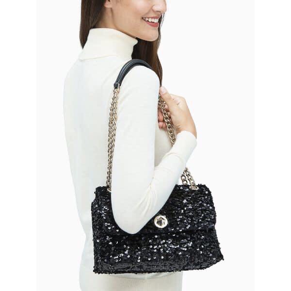 Túi đeo chéo Kate Spade lấp lánh, màu đen và đỏ, ngang 25cm