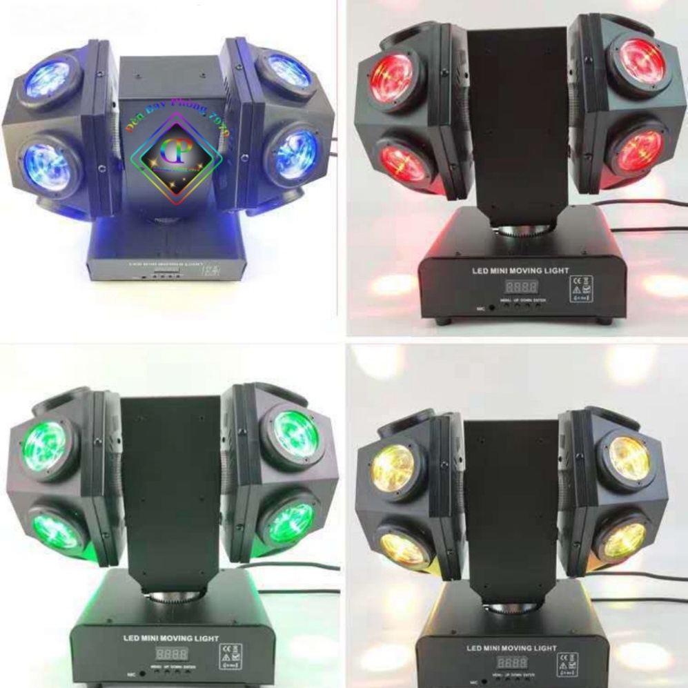 Đèn Moving 2 Đầu 12 Mắt Độc Lập Hiệu Ứng 3D Cảm Biến Nhạc Sử Dụng Cho Sân Khấu, Bar, Phòng Karaoke..