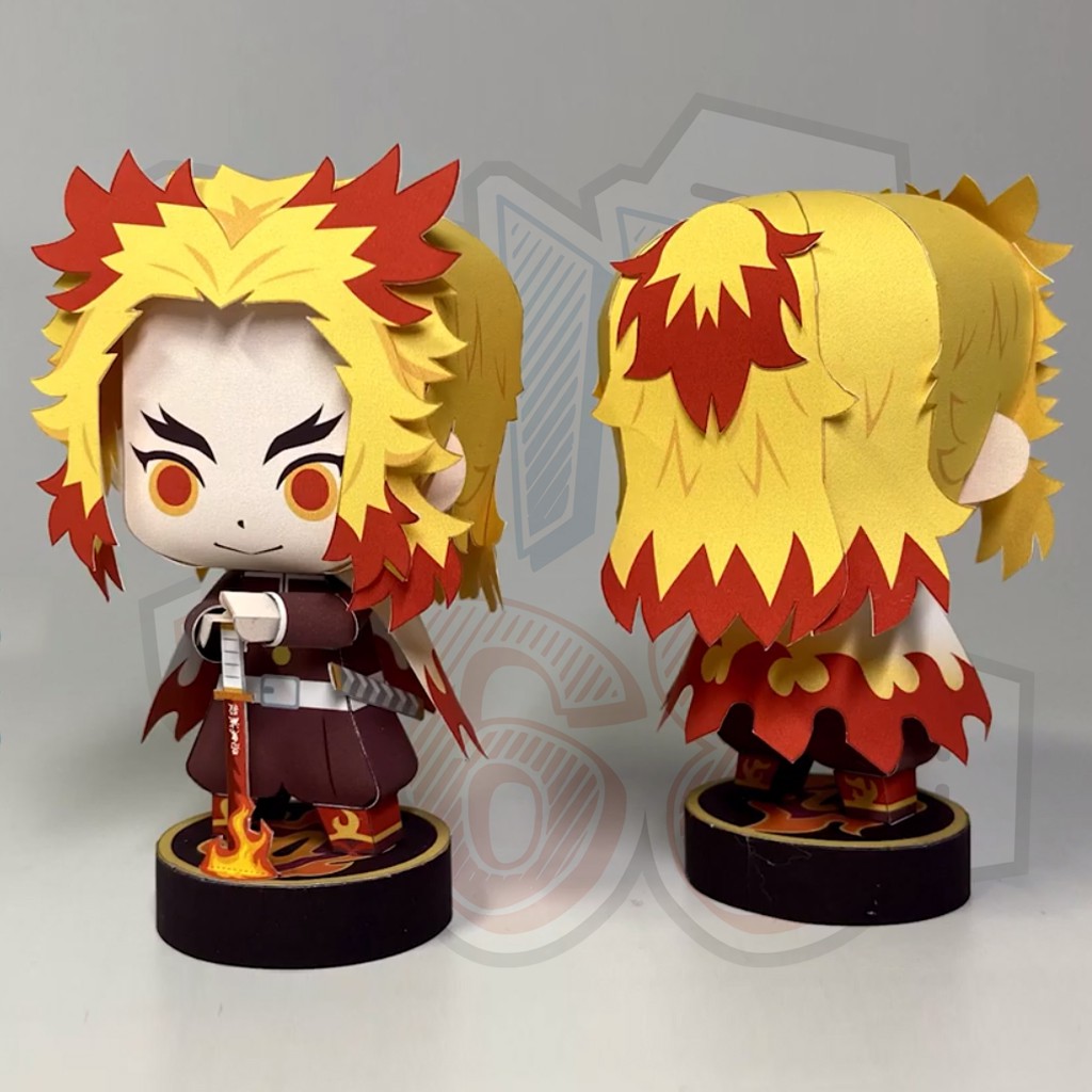 Mô hình giấy Chibi Kyojuro Rengoku Ver 3 – Demon Slayer (Kimetsu No Yaiba) + kit mô hình hộp trang trí