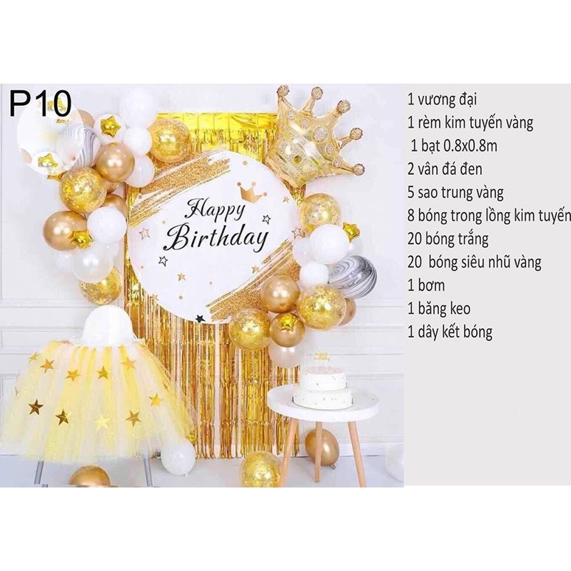 Set VIP Có Phông Backdrop như hình Bộ trang trí sinh nhật thôi nôi cho bé TH677