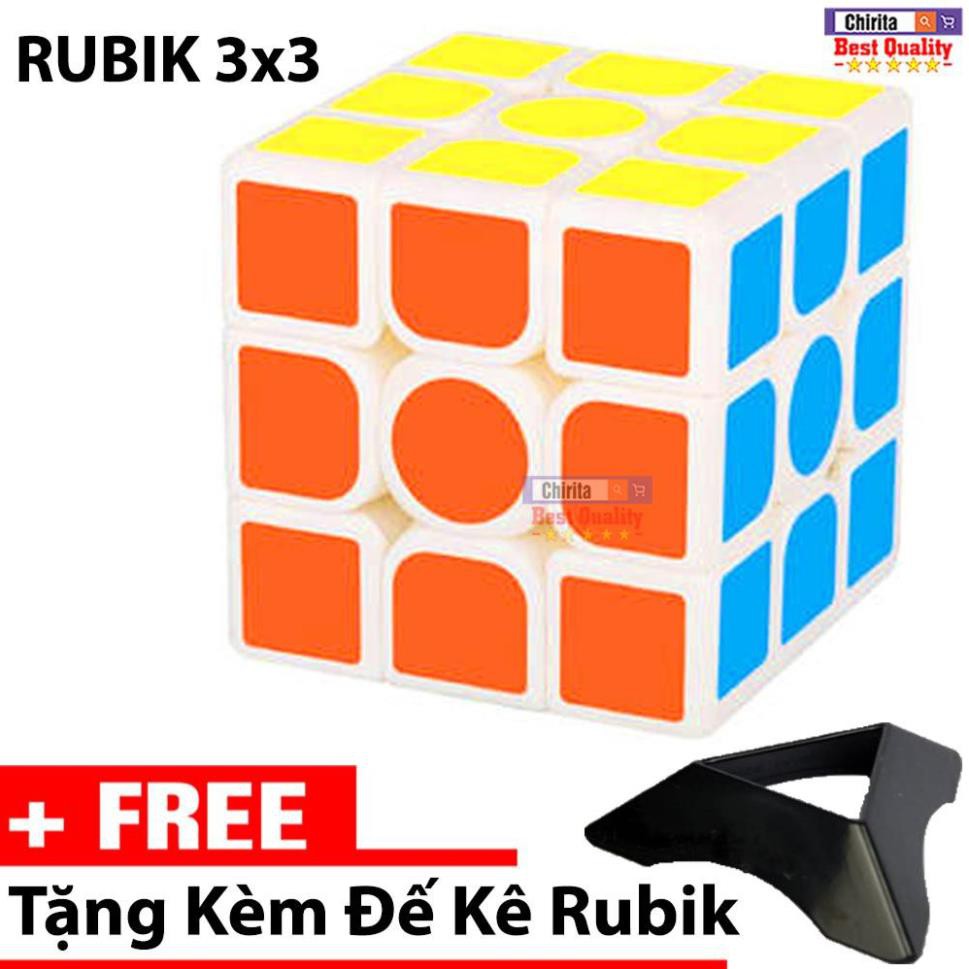 Rubik 3x3x3 Biến Thể Viền Trắng Cao Cấp + TẶNG Kèm Đế Kê Rubik - Tốc Độ Xoay Chuyên Nghiệp