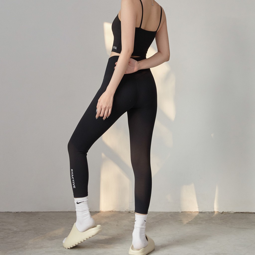 Quần tập yoga/ thể thao dáng lửng RYACTIVE - MEDIUM LEGGING Black