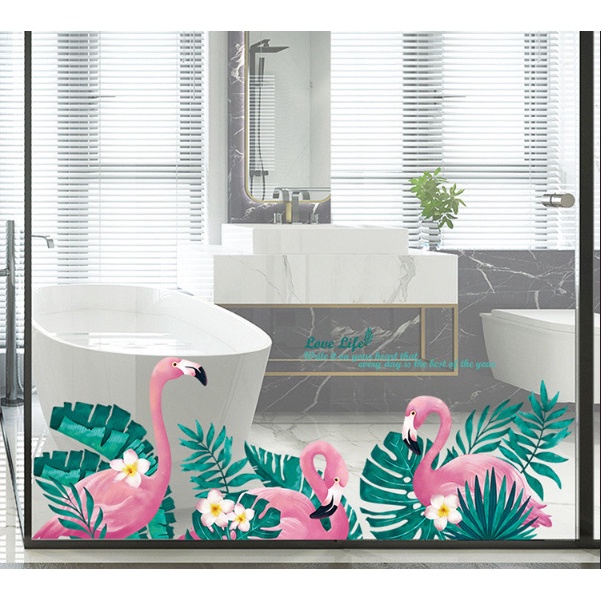 Decal trang trí tường - Chân tường 3 chú hồng hạc