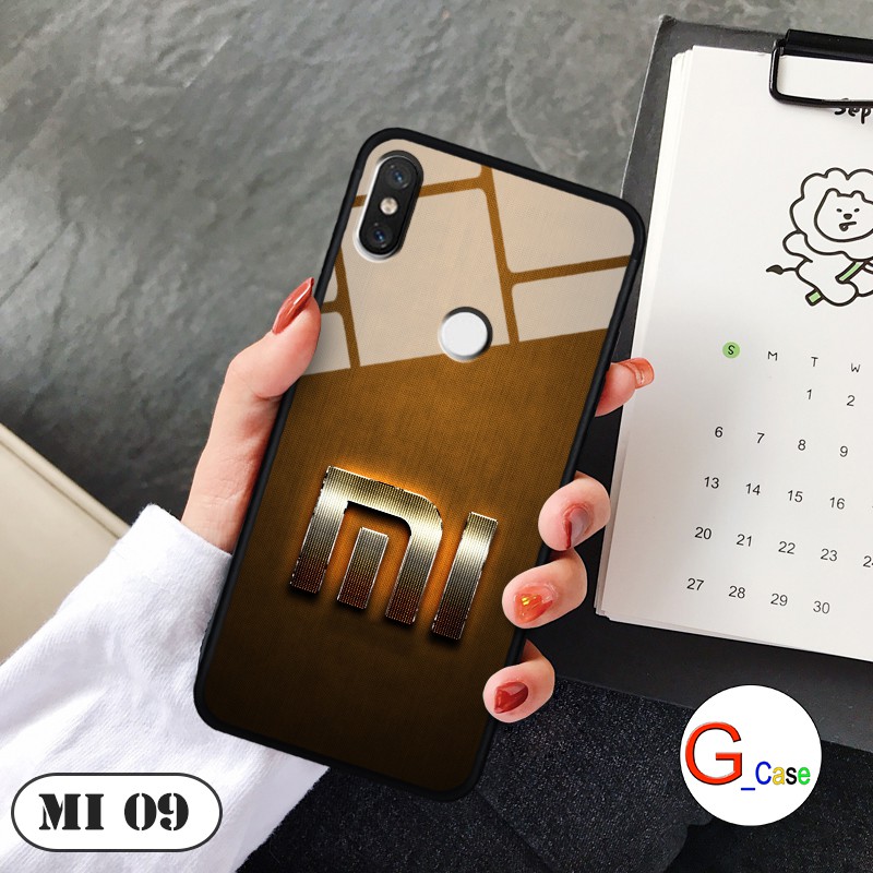 Ốp lưng Xiaomi Mi 8/ Mi 8SE - lưng kính in logo hãng điện thoại