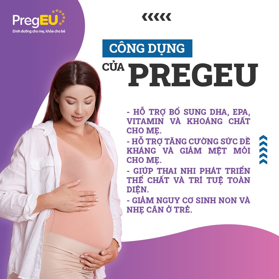 Vitamin Tổng Hợp Cho Bà Bầu PregEU Bổ sung DHA &amp; Vi Chất Cho Phụ Nữ Đang Mang Thai Và Cho Con Bú 60 Viên/2 Lọ