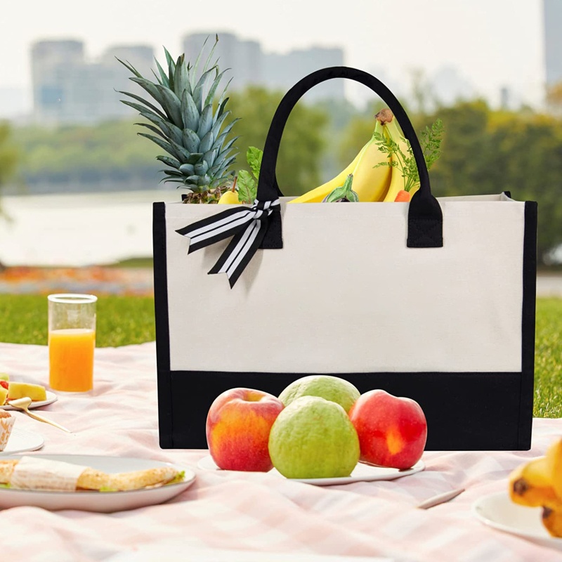 Túi Tote Vải Canvas In Chữ Sức Chứa Lớn Có Tay Cầm Thời Trang Cho Nữ