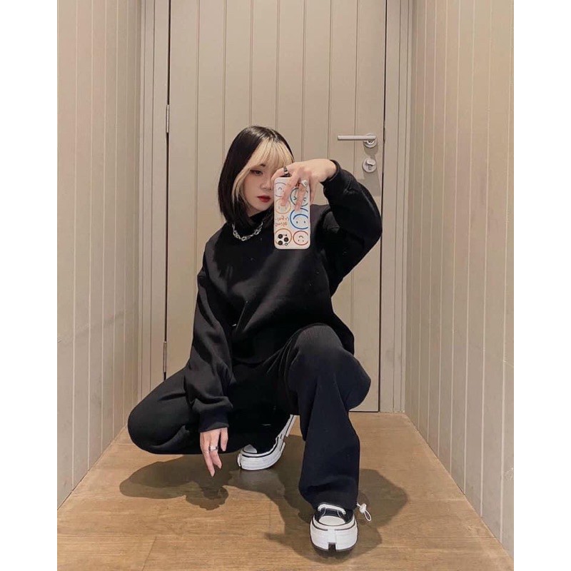 Bộ quần áo❤️𝑭𝑹𝑬𝑬𝑺𝑯𝑰𝑷❤️Bộ basic đen cotton dày