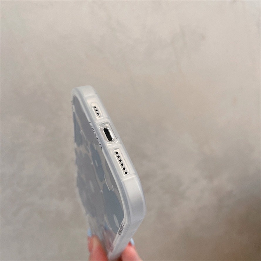 Ốp Điện Thoại Silicon Hình Hoa / Tai Gấu Màu Xám Cho iPhone 14 13 12 11 Pro Max X Xr Xs Max SE 2020 iPhone 8 7 6 6s Plus