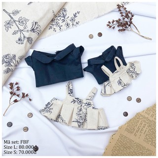 [ OUTFIT CHO DOLL CÓ SẴN] Set váy Vintage Blue cho doll 20cm