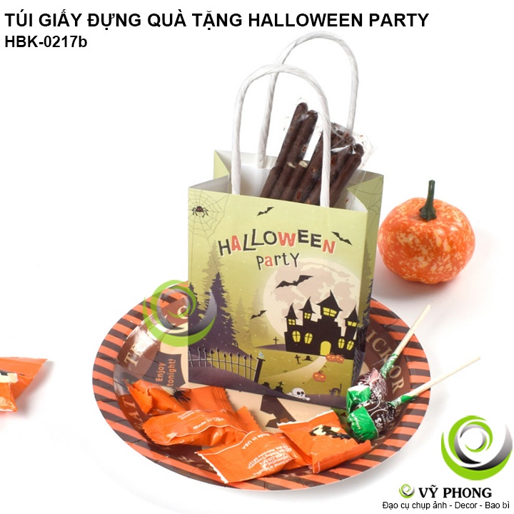 TÚI GIẤY CÓ QUAI XÁCH ĐỰNG BÁNH KẸO HALLOWEEN TÚI ĐỰNG QUÀ TẶNG TIỆC HALLOWEEN LỄ HỘI MA QUỶ HBK-0217