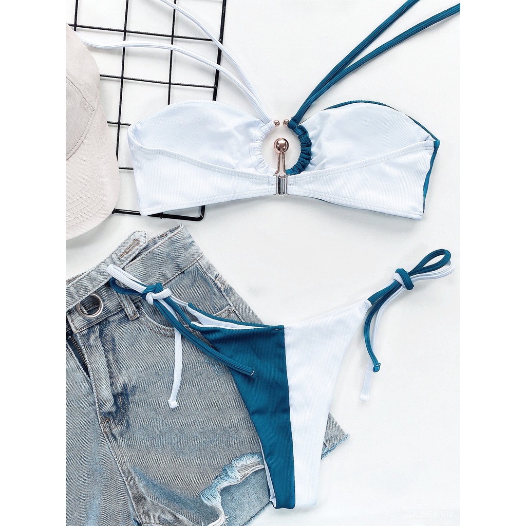 DUNEA Bikini 2 mảnh phối màu trơn quyến rũ cho nữ hNa6