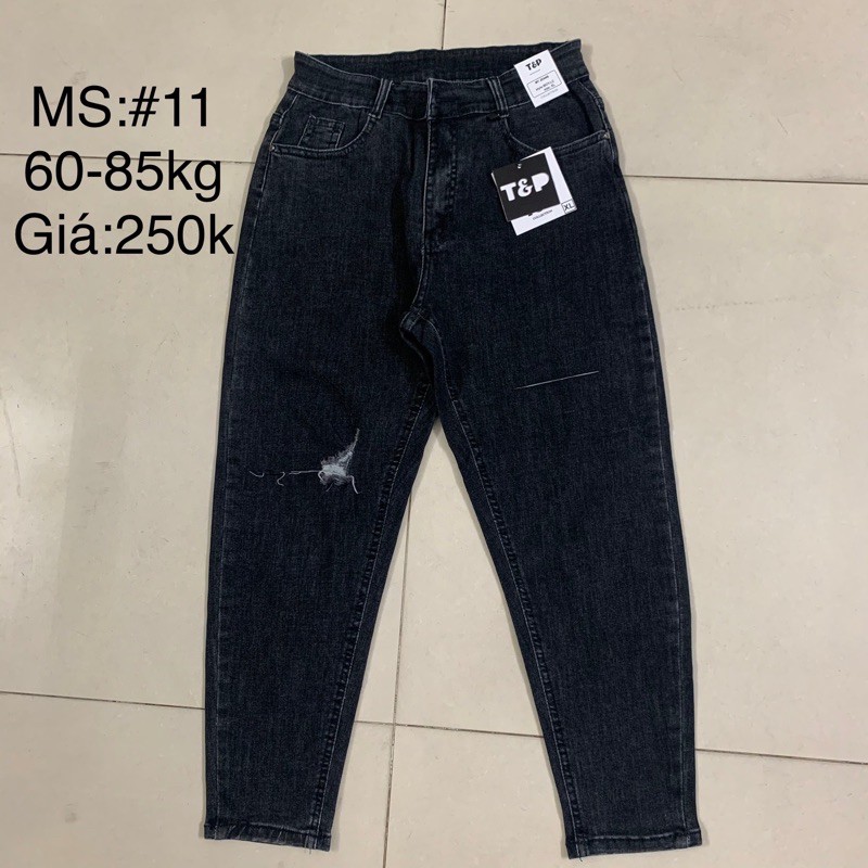 Quần jean baggy đen rách bigsize 60-77kg vải co giãn 4 chiều (# 202)