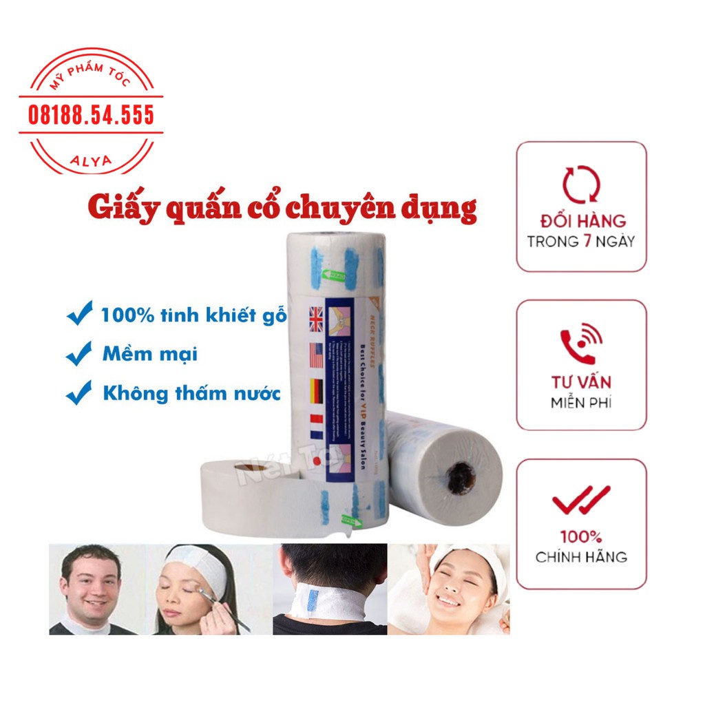 GIẤY CUỐN CỔ CHẶN TÓC. Dùng cho các salon tóc và spa - Dễ sử dụng - Một lốc gồm 5 cuộn - Sử dụng được 500 lần