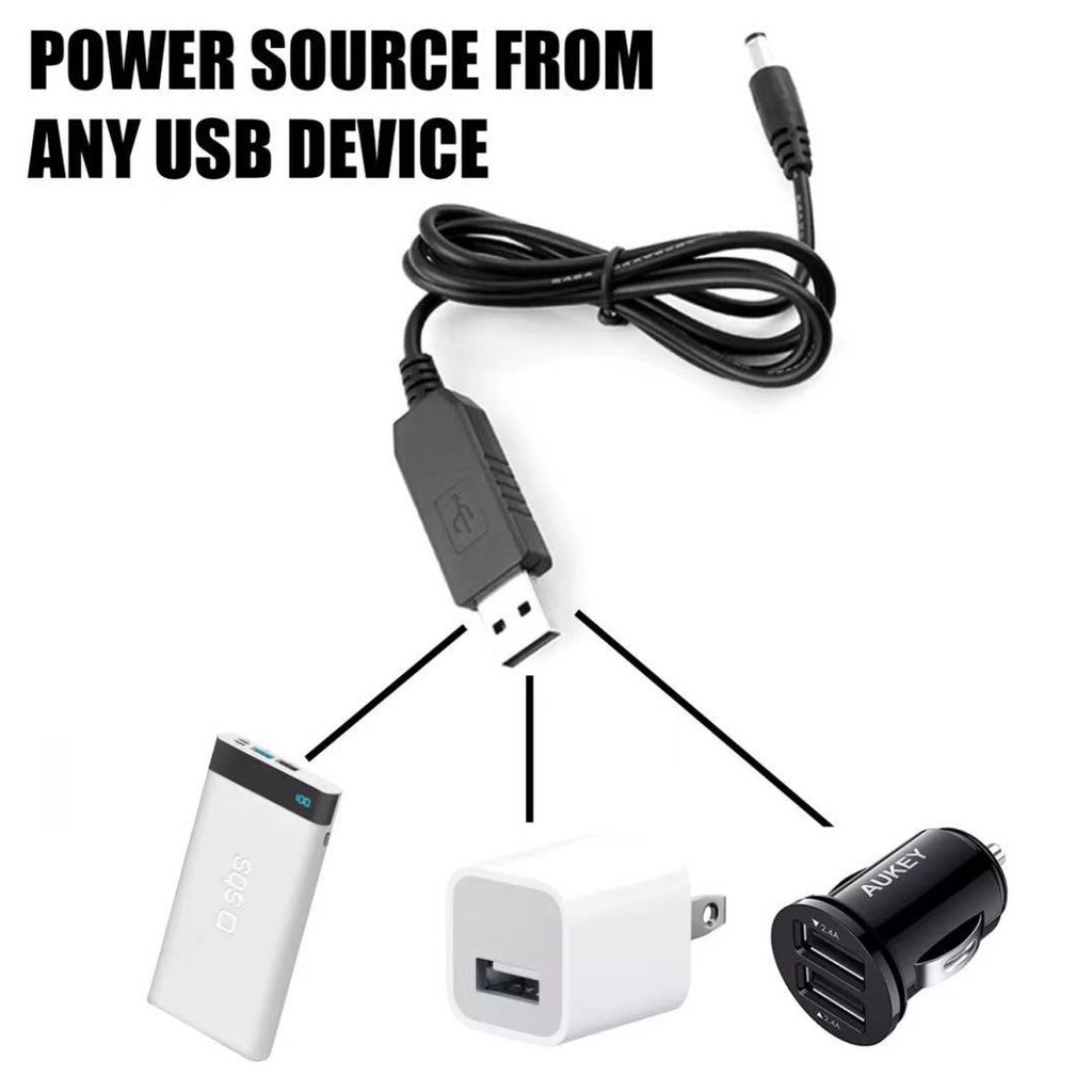 Cáp chuyển đổi SGALAS nối dây USB bộ định tuyến Wifi DC 5V sang 12V 2A cho mô đun sạc dự phòng tiện dụng