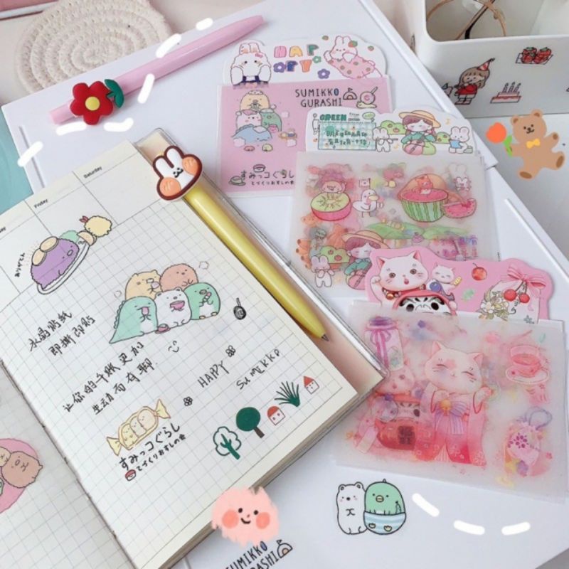 Set stiker nhũ 4 tấm cắt sẵn dán sổ