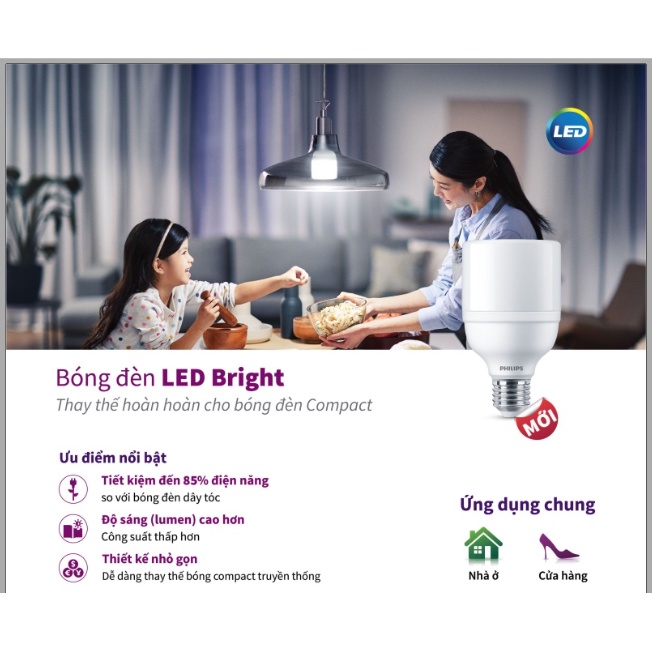 Bóng đèn Philips LED Bright E27 thay thế dòng bóng Compact - Ánh sáng trắng/ Ánh sáng vàng