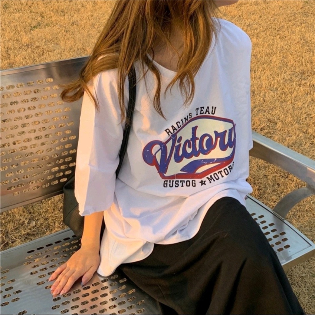 áo thun phông nam nữ VICTORY unisex màu trắng phù hợp áo nhóm áo cặp áo đôi tình nhân