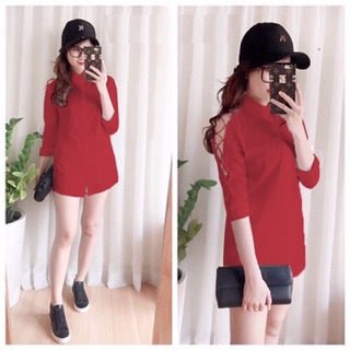 Áo Sơ Mi Nữ Form Dài Tay Đan Dây