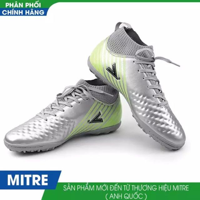 Bóng đá thể thao [Sale hè 5.5] Giày đá bóng cao cấp MITRE 170434 - Ghi bạc (Động lực nhập khẩu)