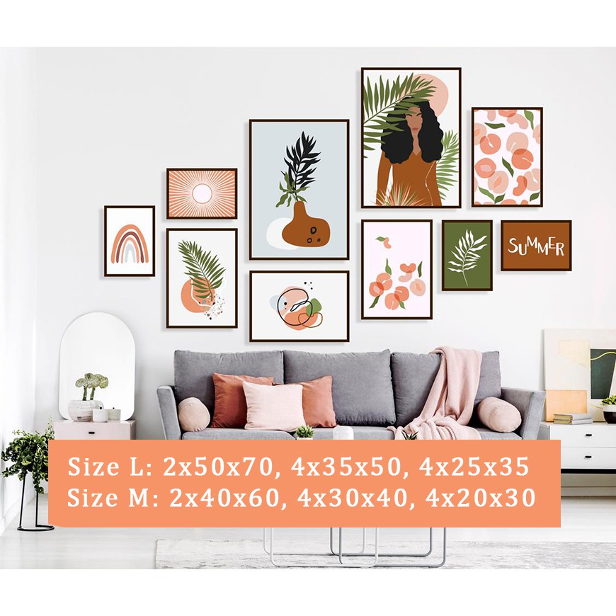 SET 10 TRANH TREO TƯỜNG PHÒNG KHÁCH - 🔥TIỆM TRANH 91🔥 - TRANH CANVAS Bắc Âu, tranh trang trí decor, tặng kèm đinh treo