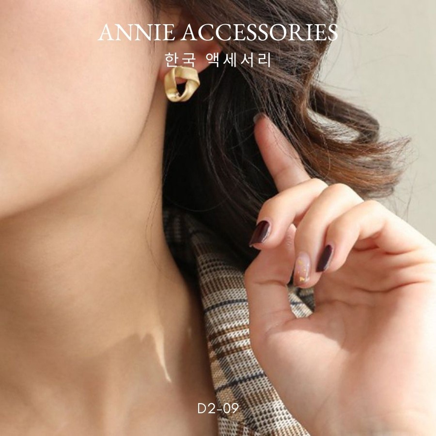 Bông tai hình xoắn mạ vàng cá tính dành cho nữ ANNIE - D2-09