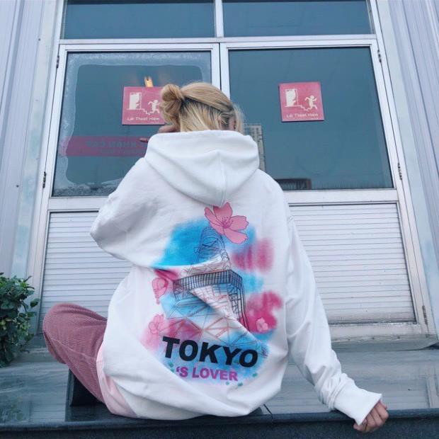 Áo khoác hoodie in chữ tokyo love form rộng unisex, nỉ dày dặn trẻ trung dành cho nam nữ sweater