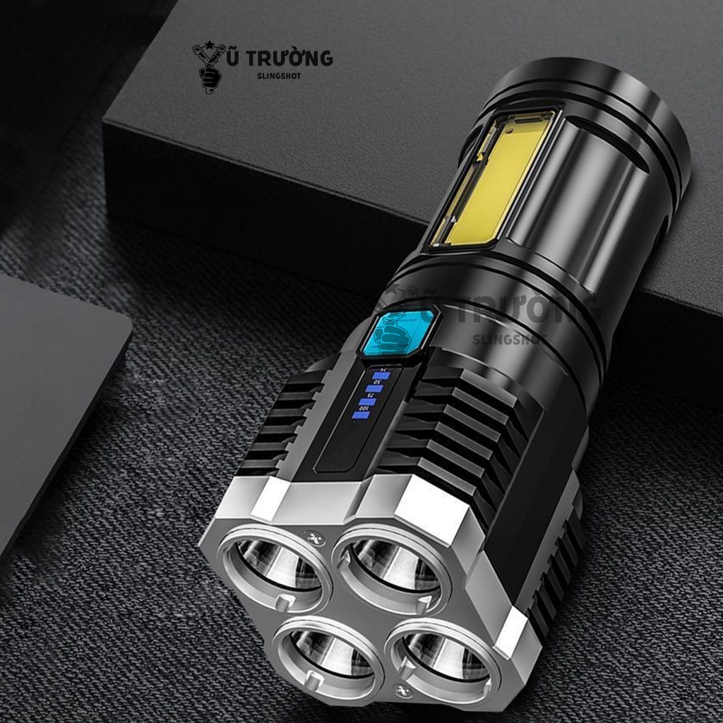 Đèn Pin Siêu Sáng 4 Chế Độ Sáng Tiện Dụng, chống nước, tích hợp sạc dự phòng cho điên thoại [P3]